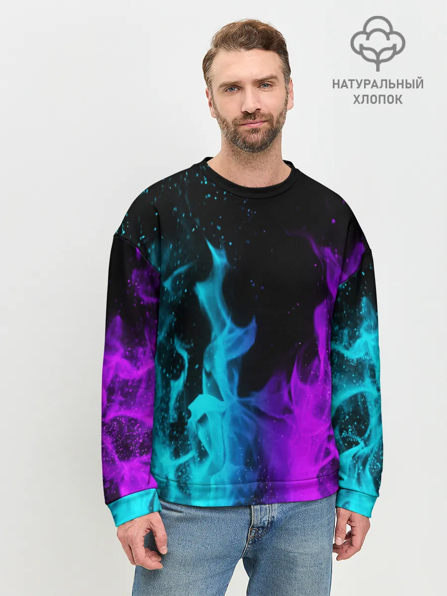 Мужской свитшот базовый / ПЛАМЯ | НЕОНОВЫЙ ОГОНЬ