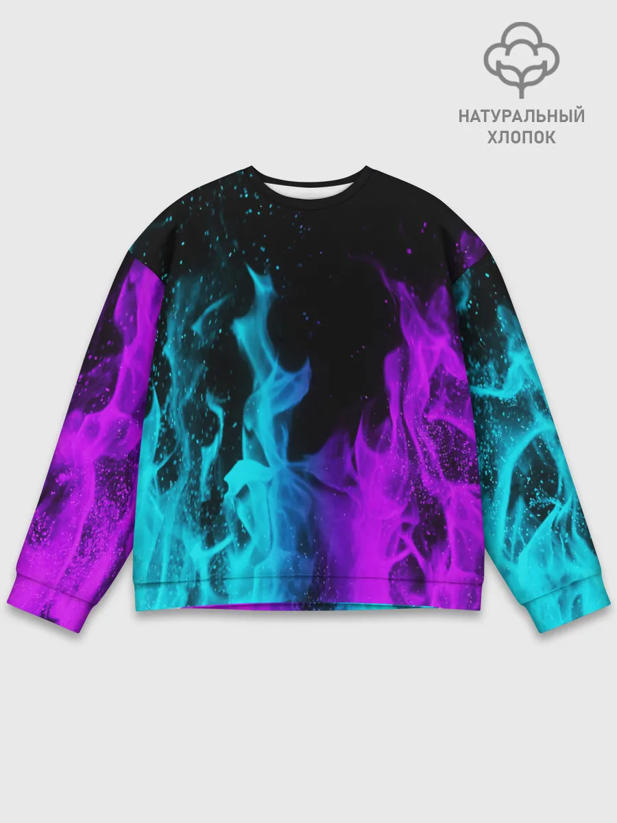 Мужской свитшот базовый / ПЛАМЯ | НЕОНОВЫЙ ОГОНЬ