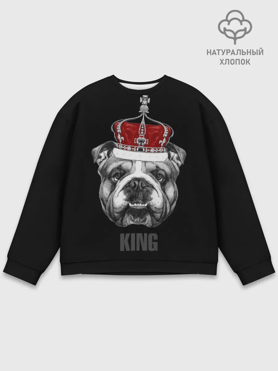 Мужской свитшот базовый / Английский бульдог с короной