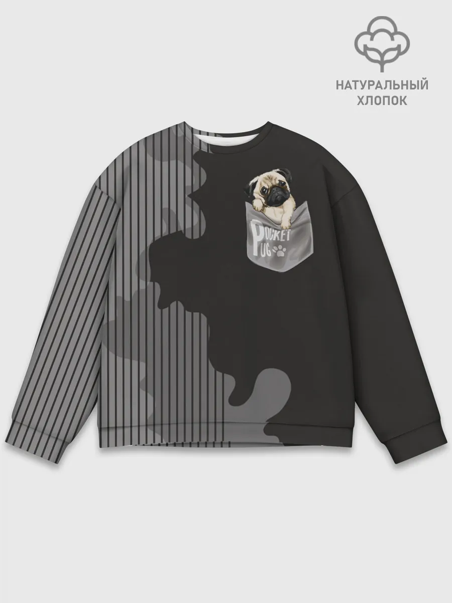 Мужской свитшот базовый / Мопс в кармане