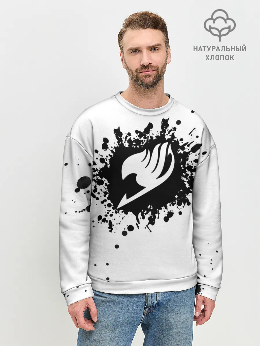 Мужской свитшот базовый / Белая эмблема Хвоста Феи