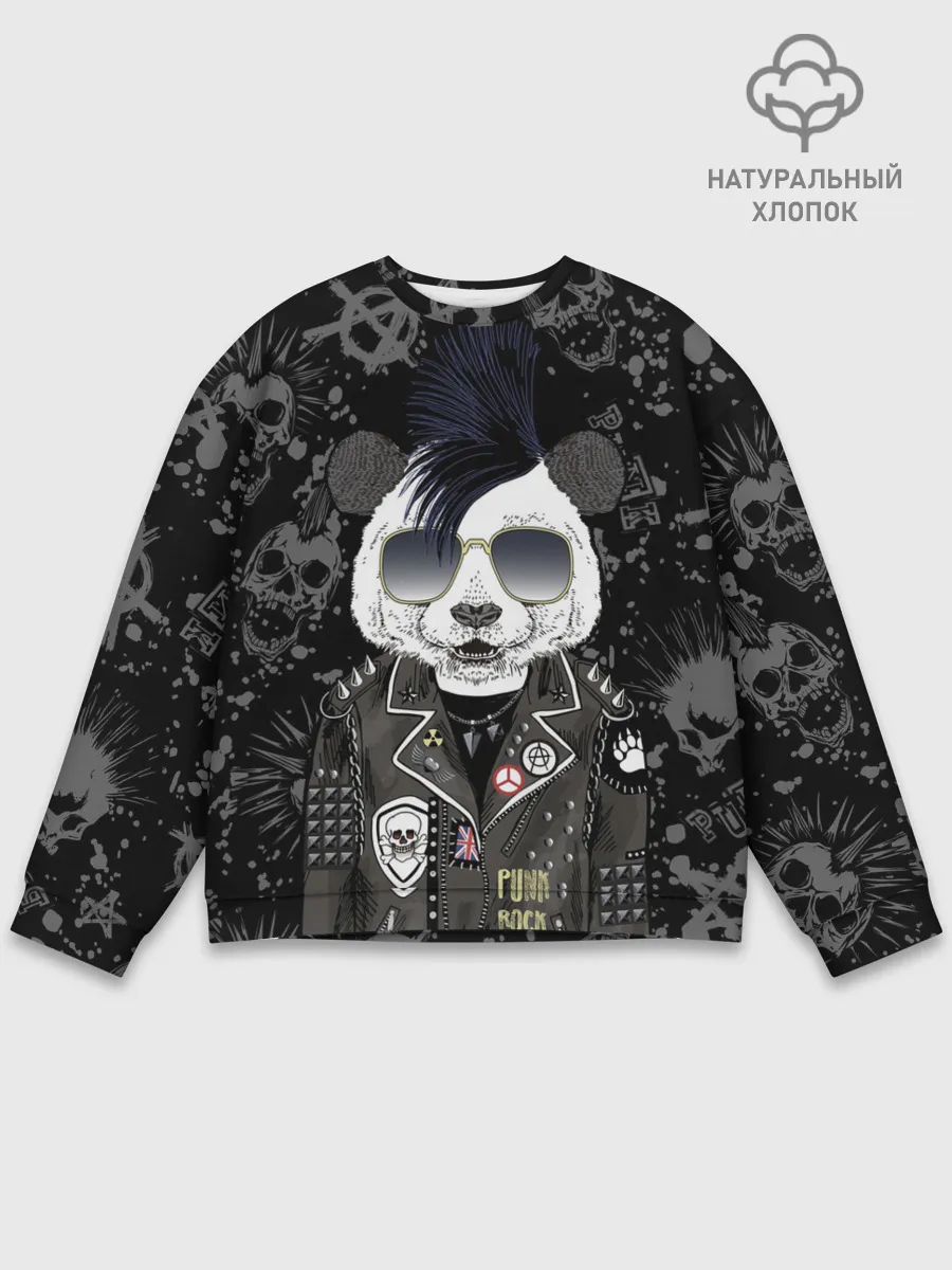 Мужской свитшот базовый / Панда в косухе