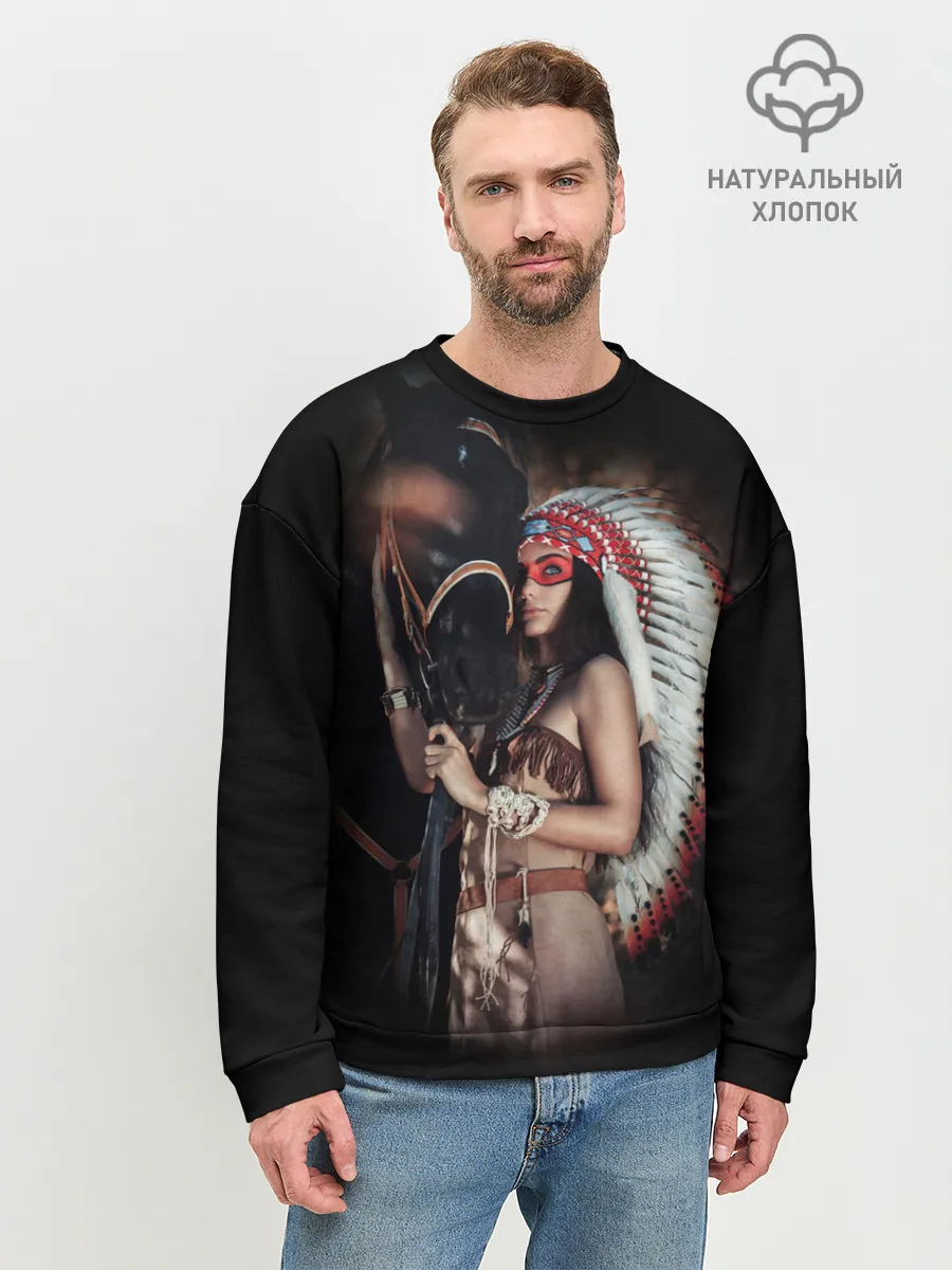 Мужской свитшот базовый / Девушка с лошадью