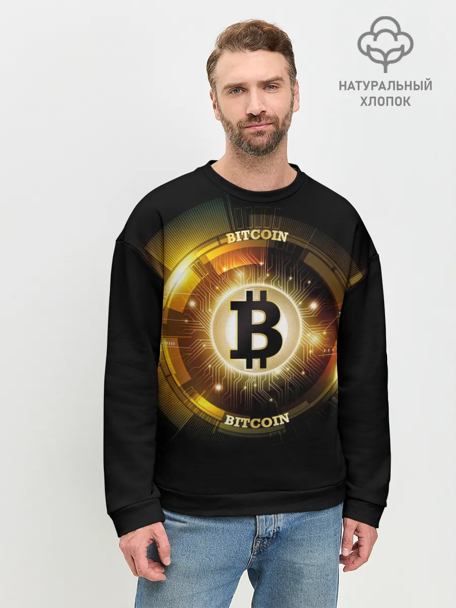 Мужской свитшот базовый / Золотой биткоин