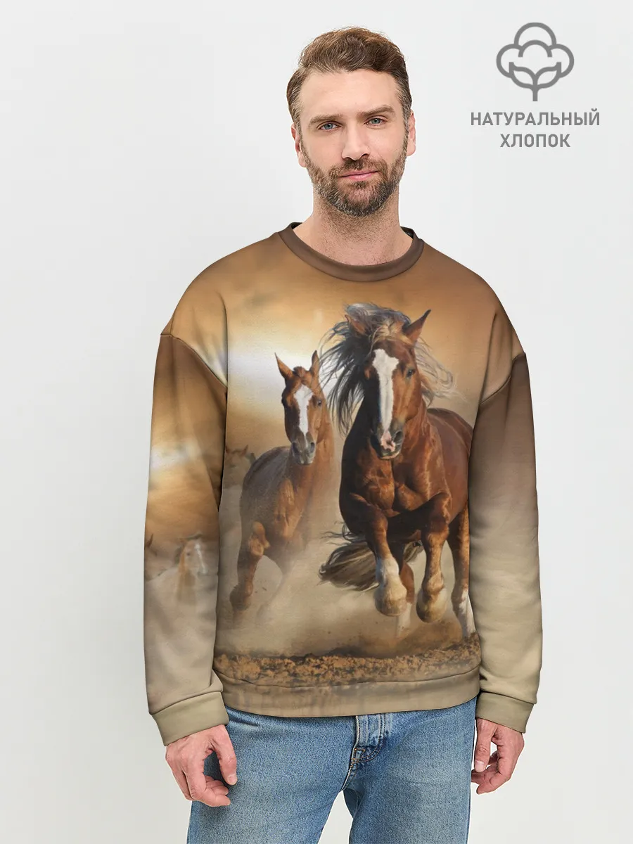 Мужской свитшот базовый / Бегущие лошади