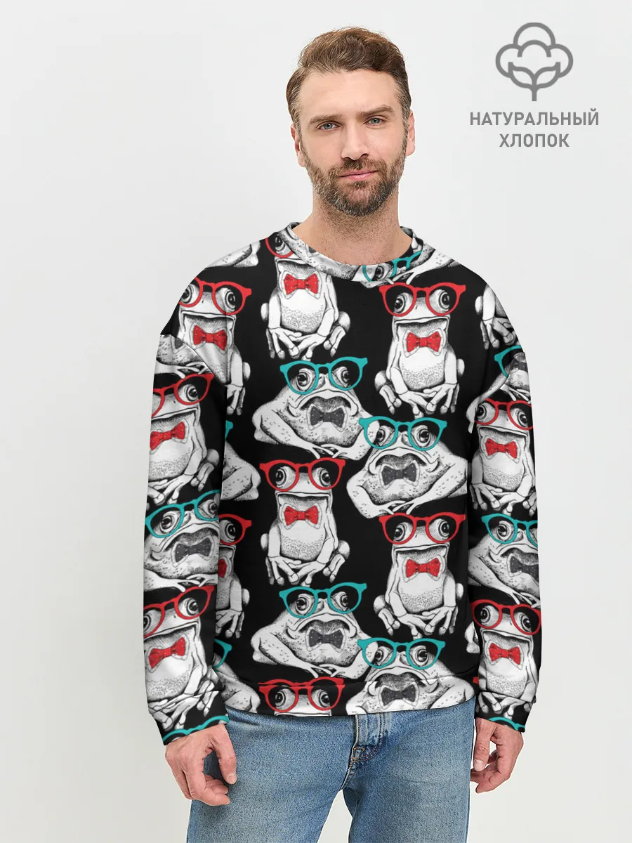 Мужской свитшот базовый / Лягушки в очках