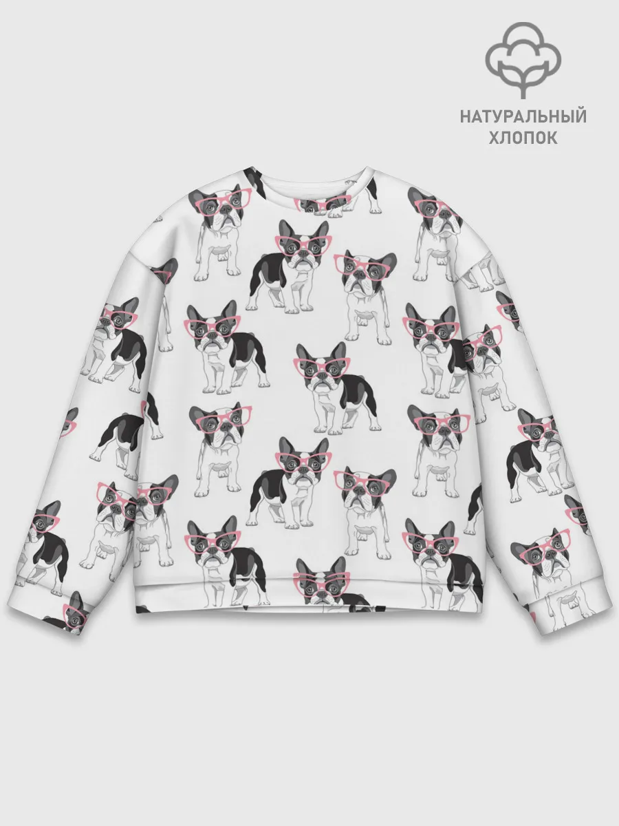 Мужской свитшот базовый / Французские бульдоги в очках