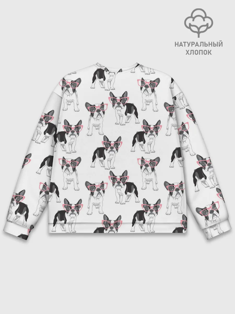 Мужской свитшот базовый / Французские бульдоги в очках