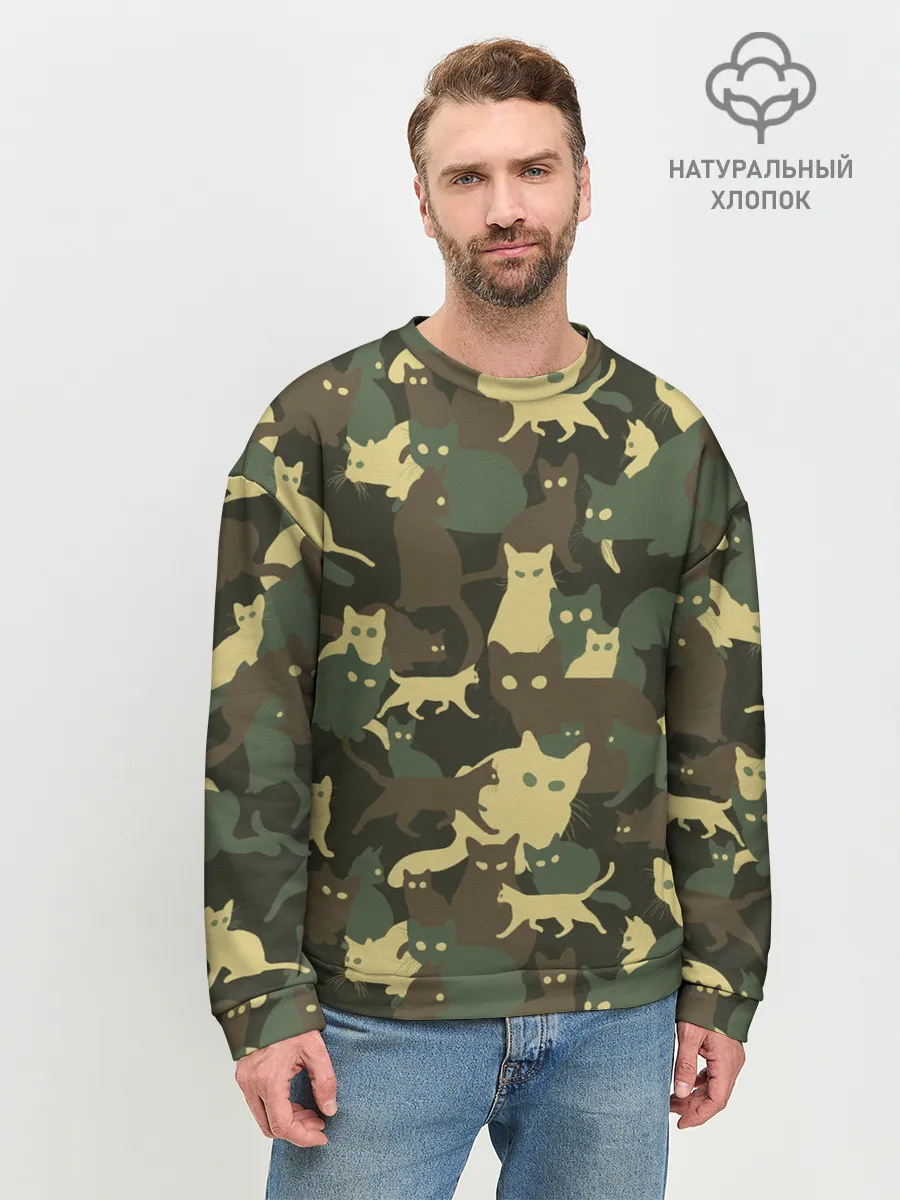 Мужской свитшот базовый / Кошачий камуфляж