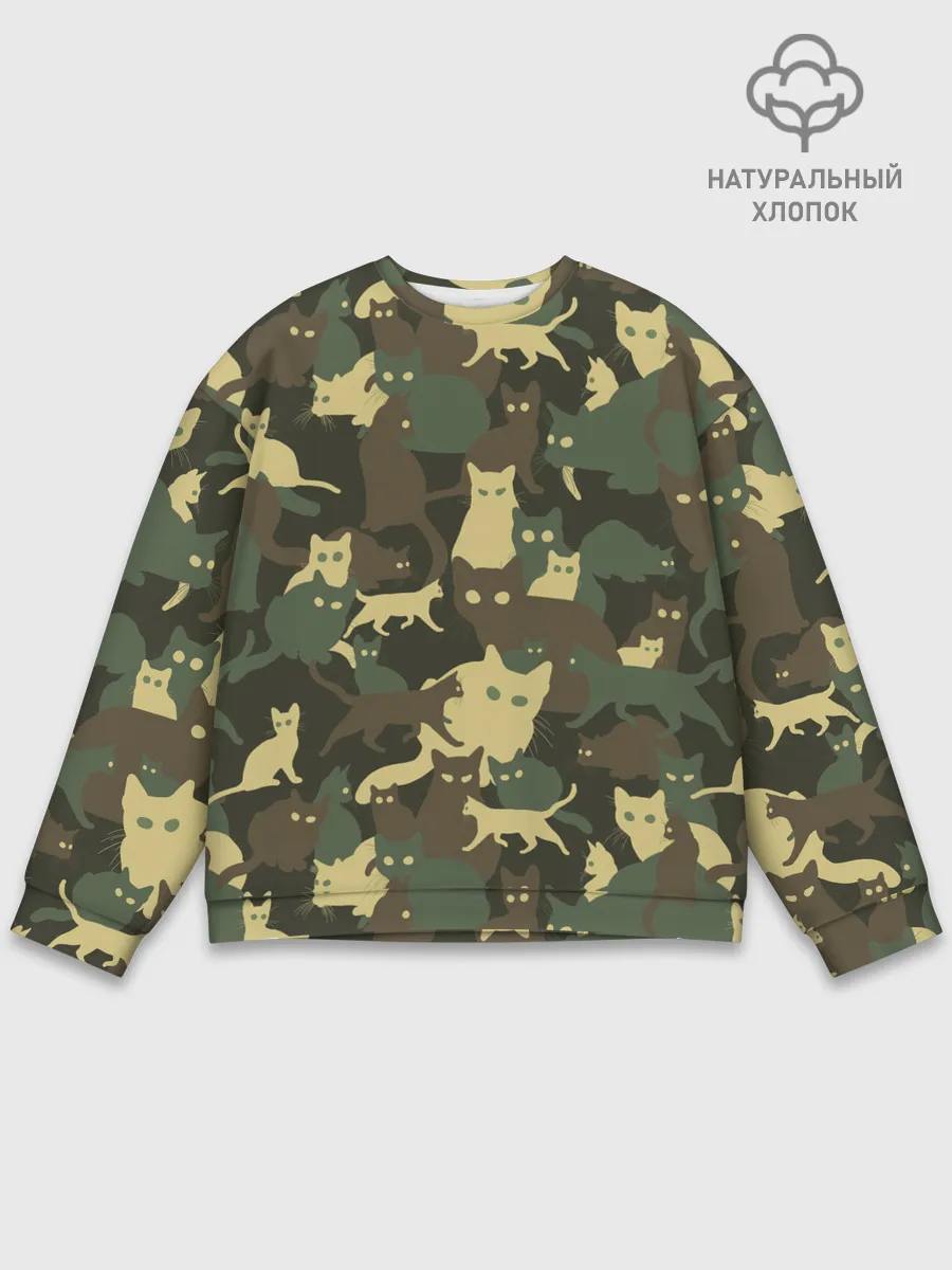 Мужской свитшот базовый / Кошачий камуфляж