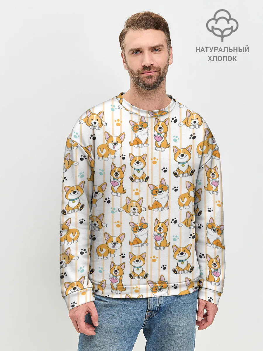 Мужской свитшот базовый / Вельш корги пемброк