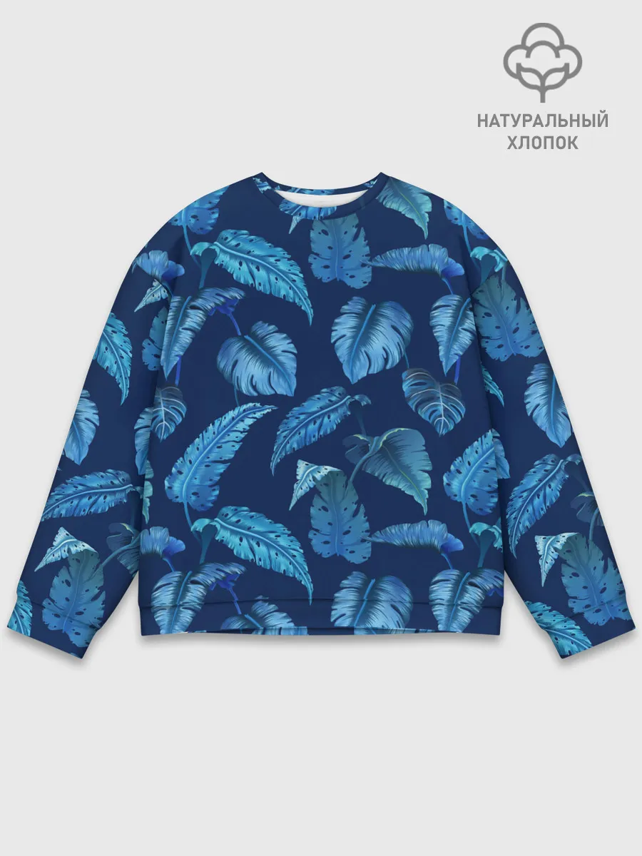 Мужской свитшот базовый / Листья. Ночные тропики