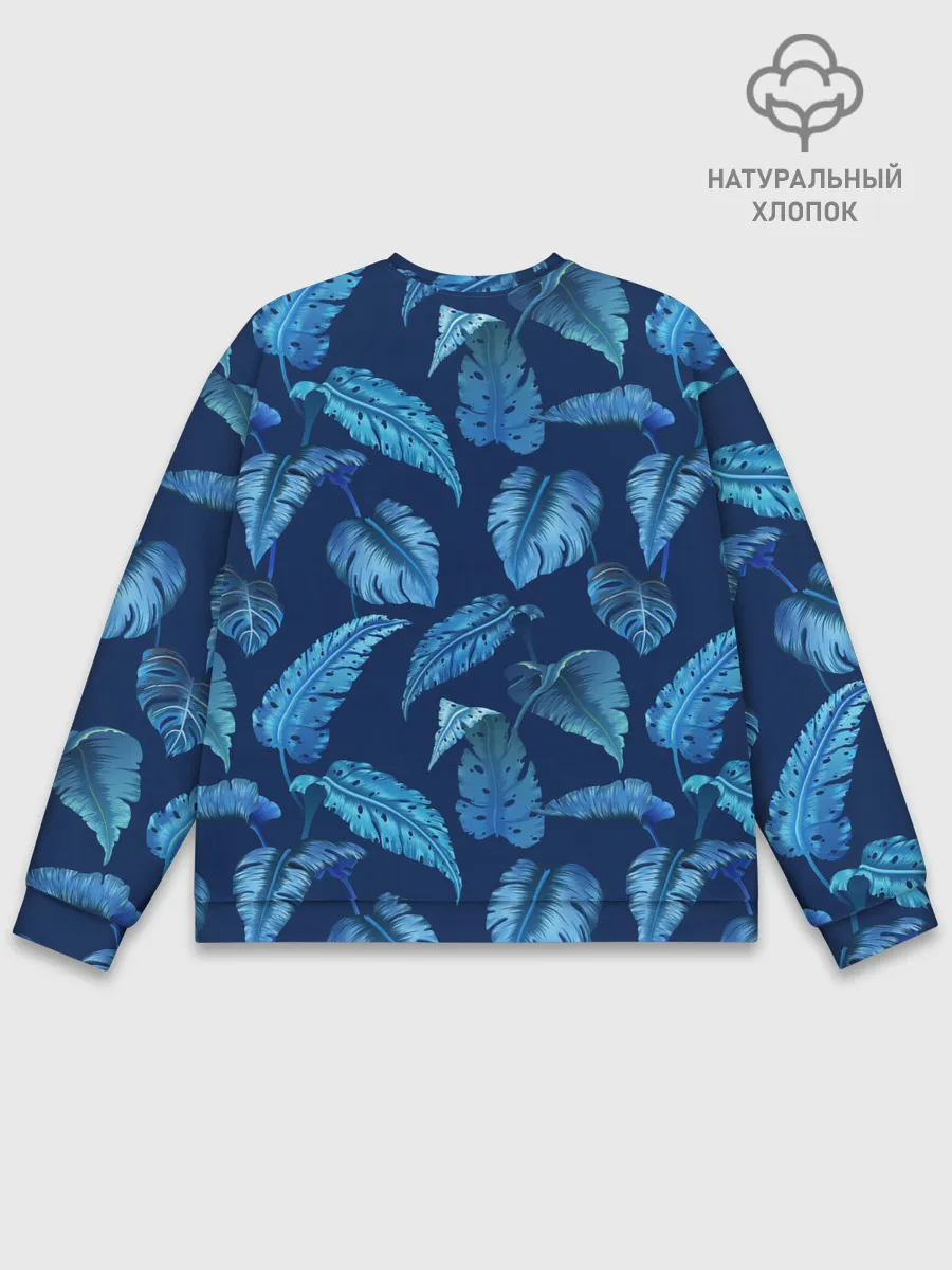 Мужской свитшот базовый / Листья. Ночные тропики