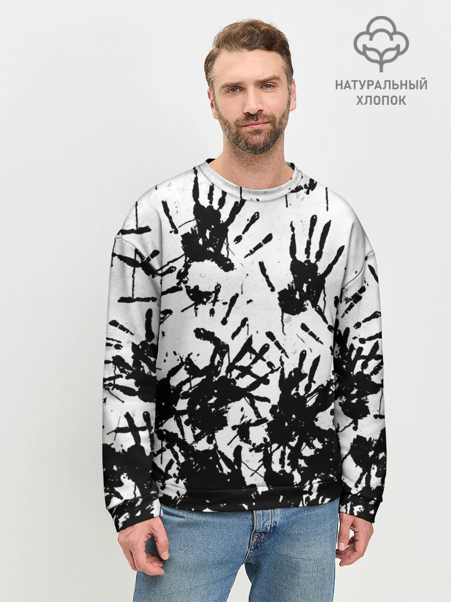 Мужской свитшот базовый / Отпечатки - DEATH STRANDING