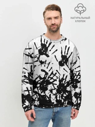 Мужской свитшот базовый / Отпечатки - DEATH STRANDING