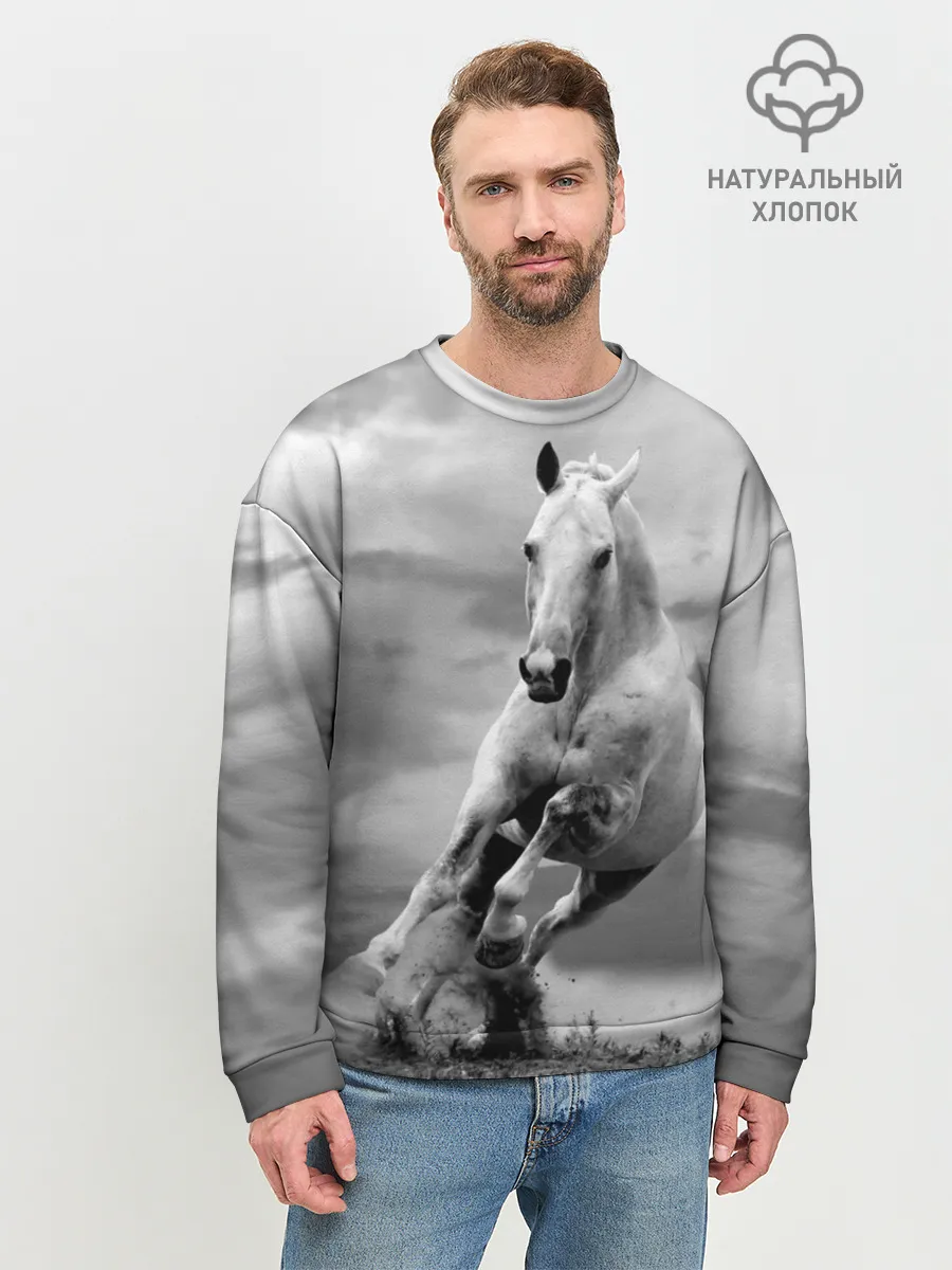 Мужской свитшот базовый / Белая лошадь