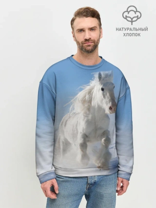 Мужской свитшот базовый / Белый скакун