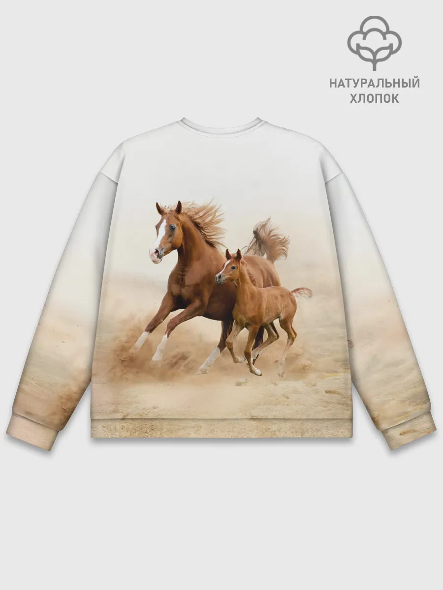 Мужской свитшот базовый / Лошадь с жеребенком