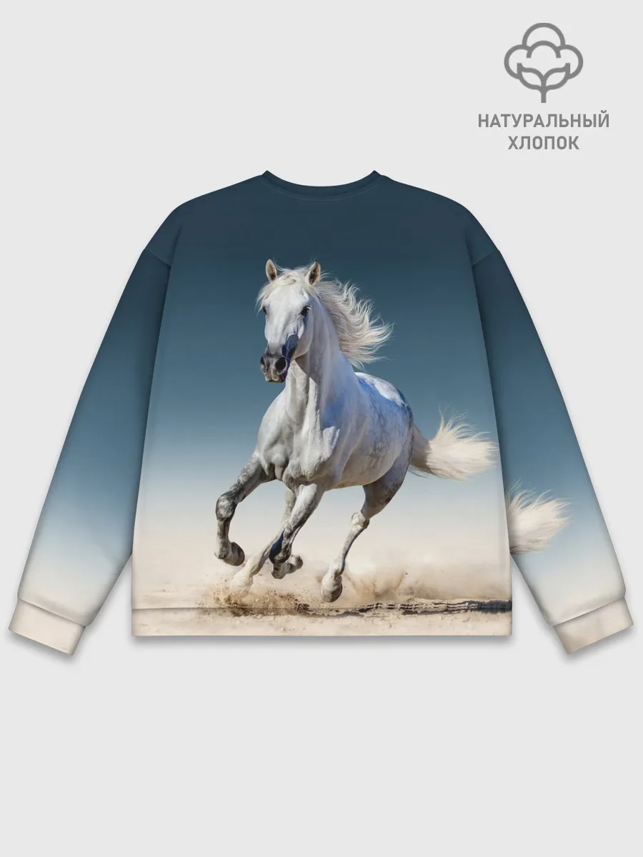 Мужской свитшот базовый / Серый в яблоках конь