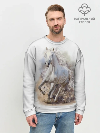 Мужской свитшот базовый / Белая лошадь