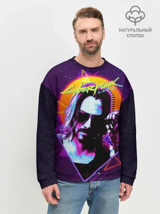 Мужской свитшот базовый / Киану Ривз Cyberpunk 2077