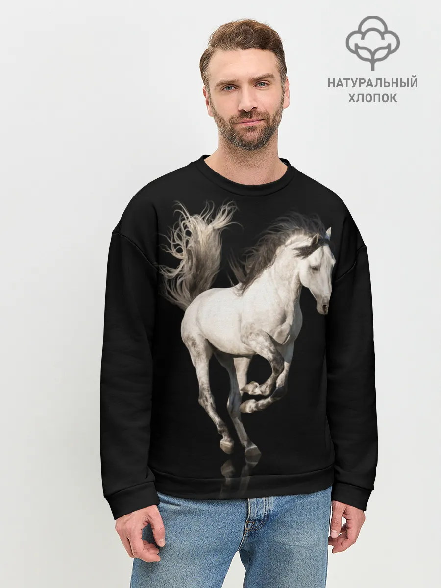 Мужской свитшот базовый / Серный в яблоках конь