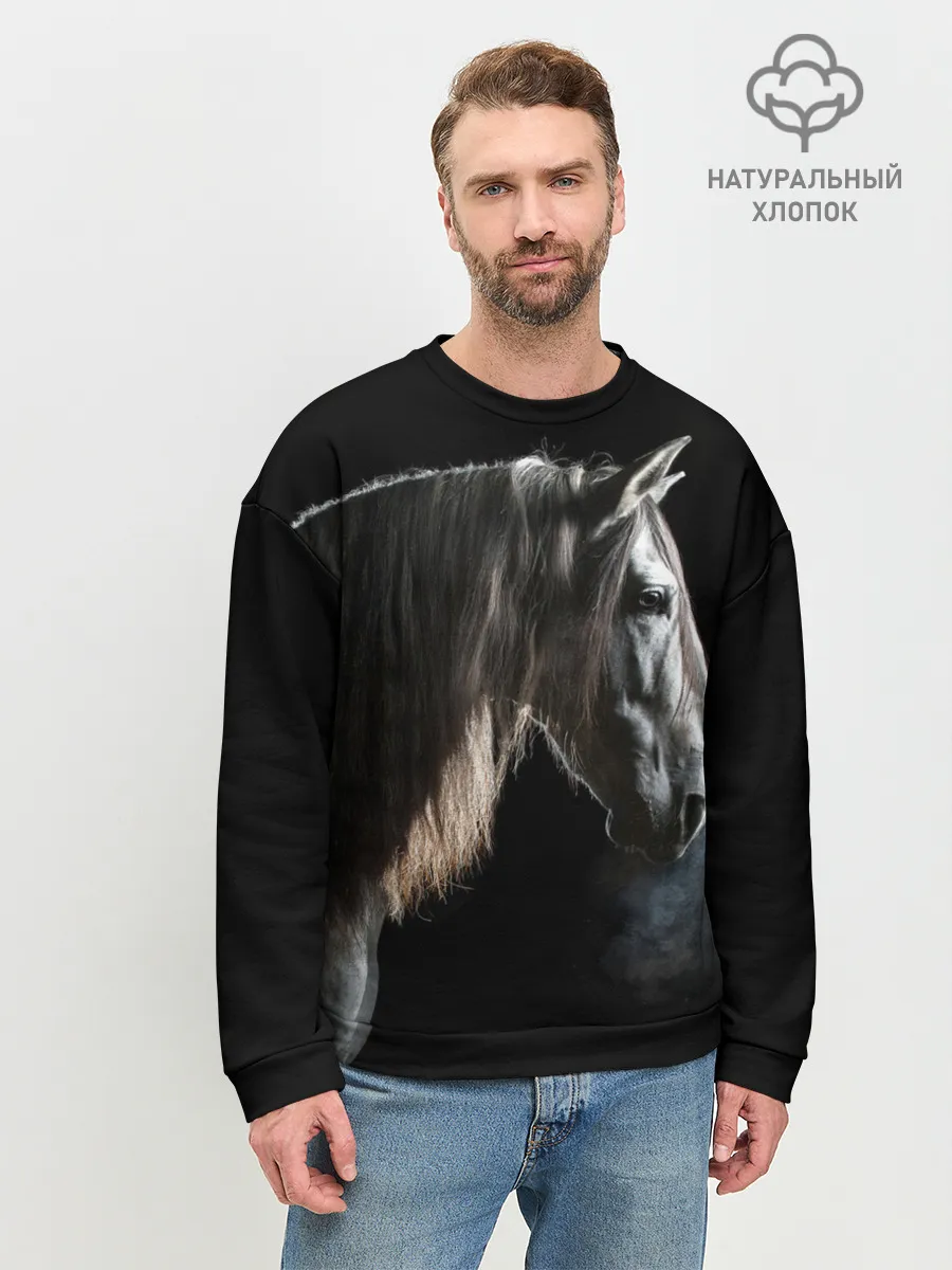 Мужской свитшот базовый / Серный в яблоках конь