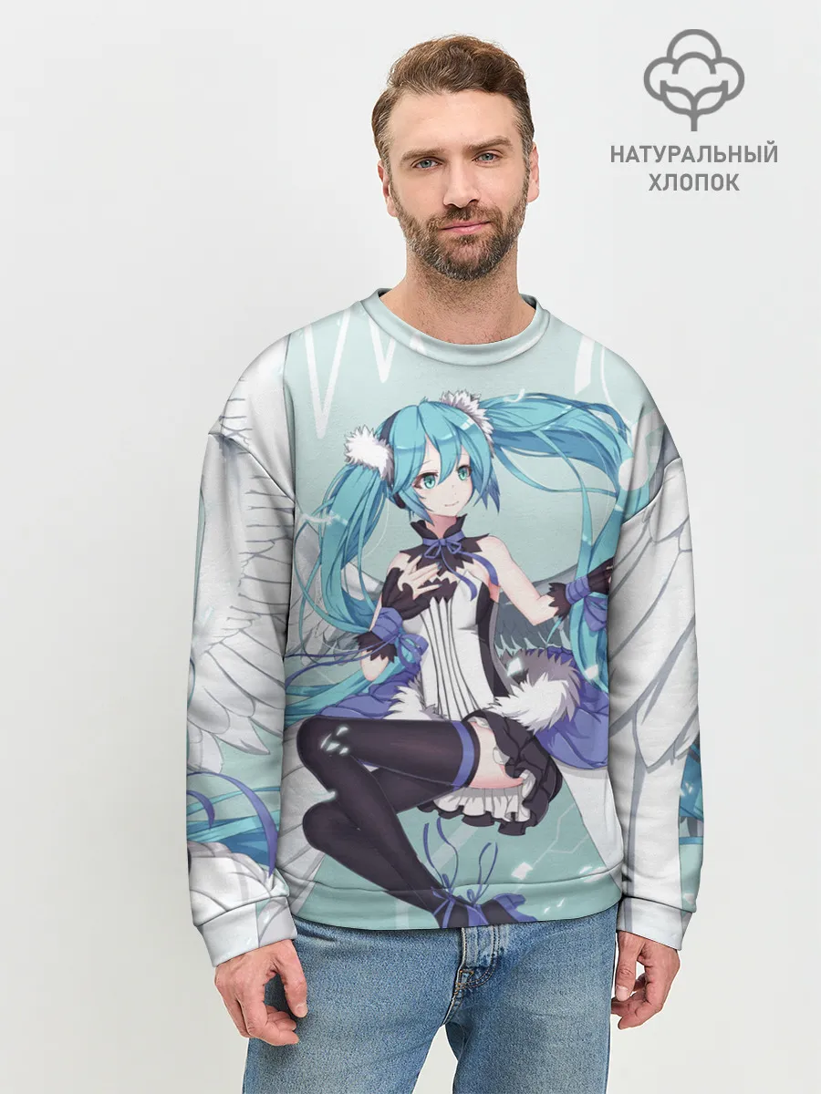 Мужской свитшот базовый / Хацуне Мику с крыльями