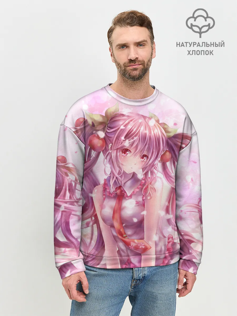 Мужской свитшот базовый / Ванильная Hatsune Miku