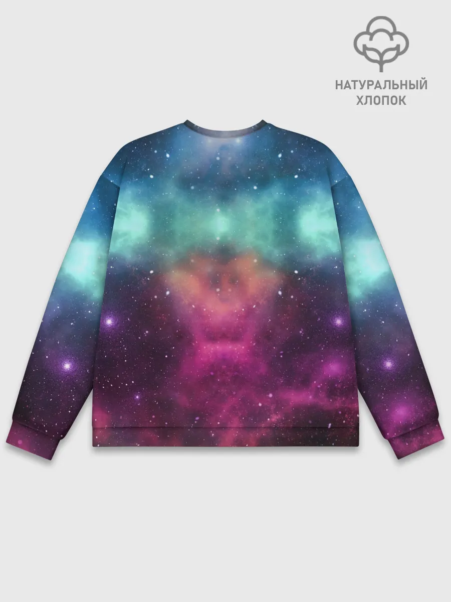 Мужской свитшот базовый / Кот с радугой и пиццей