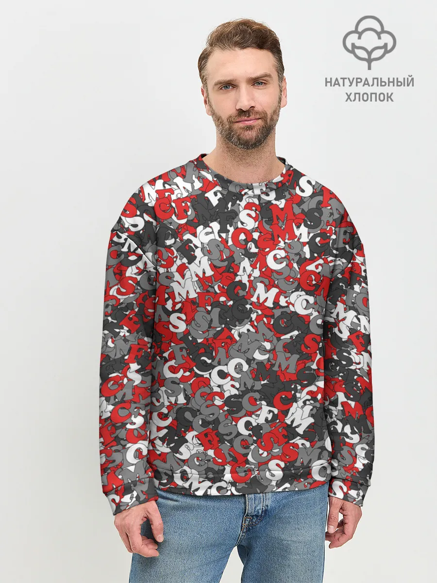 Мужской свитшот базовый / Камуфляж с буквами F.C.S.M