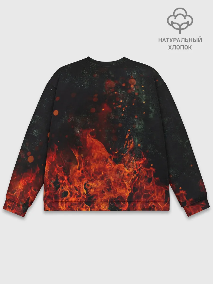 Мужской свитшот базовый / Олень в горящем лесу Сибири