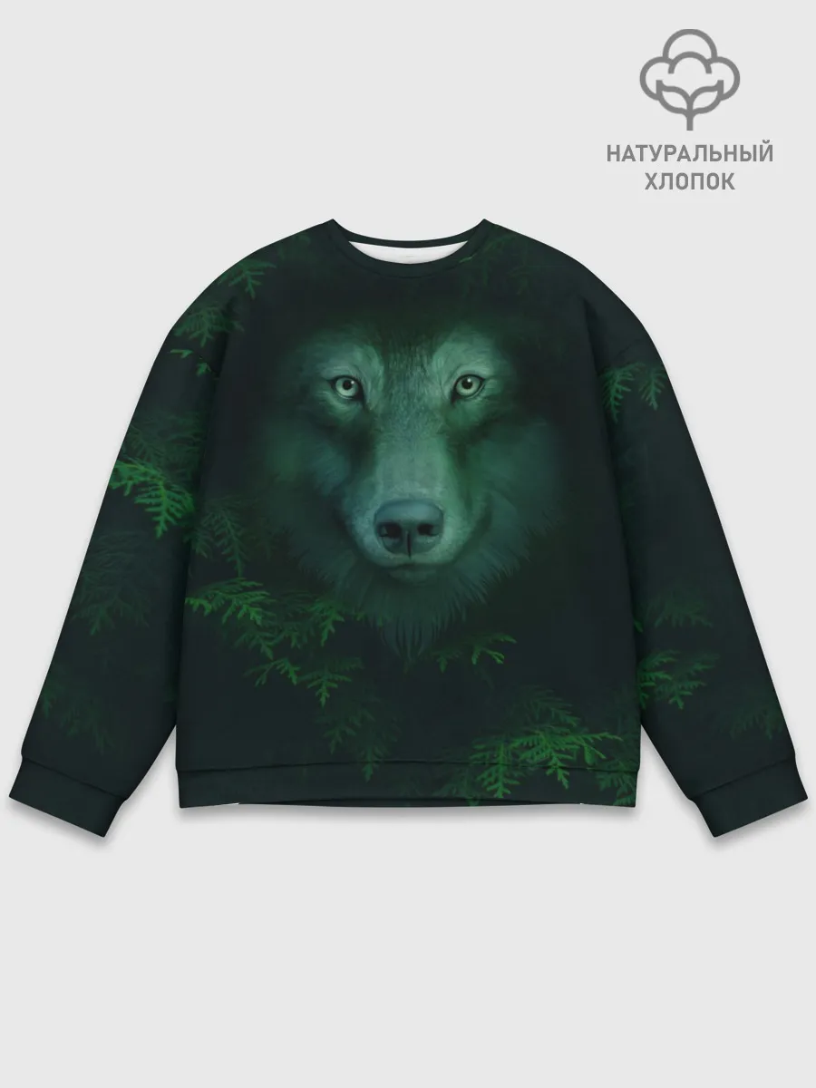 Мужской свитшот базовый / Сибирь. Лесной волк