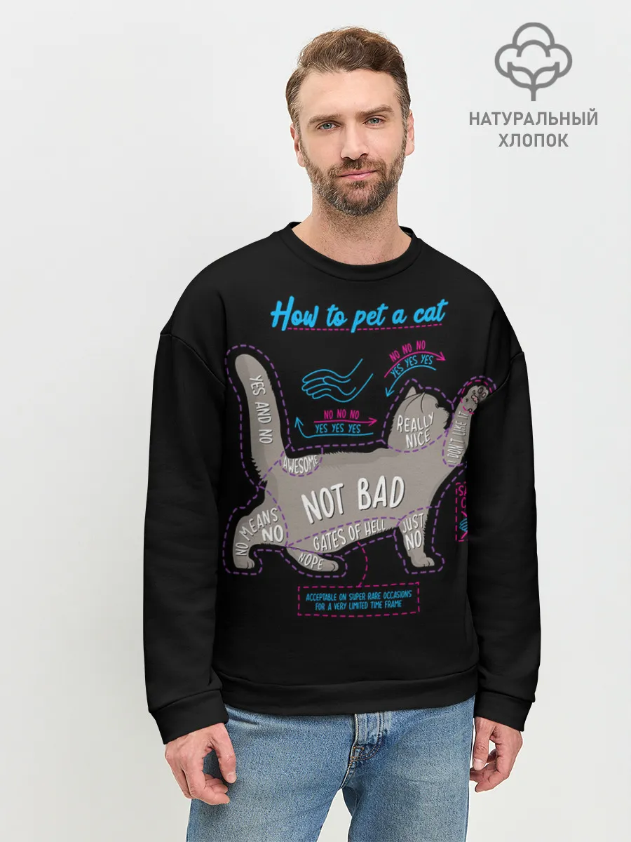 Мужской свитшот базовый / Как погладить кошку