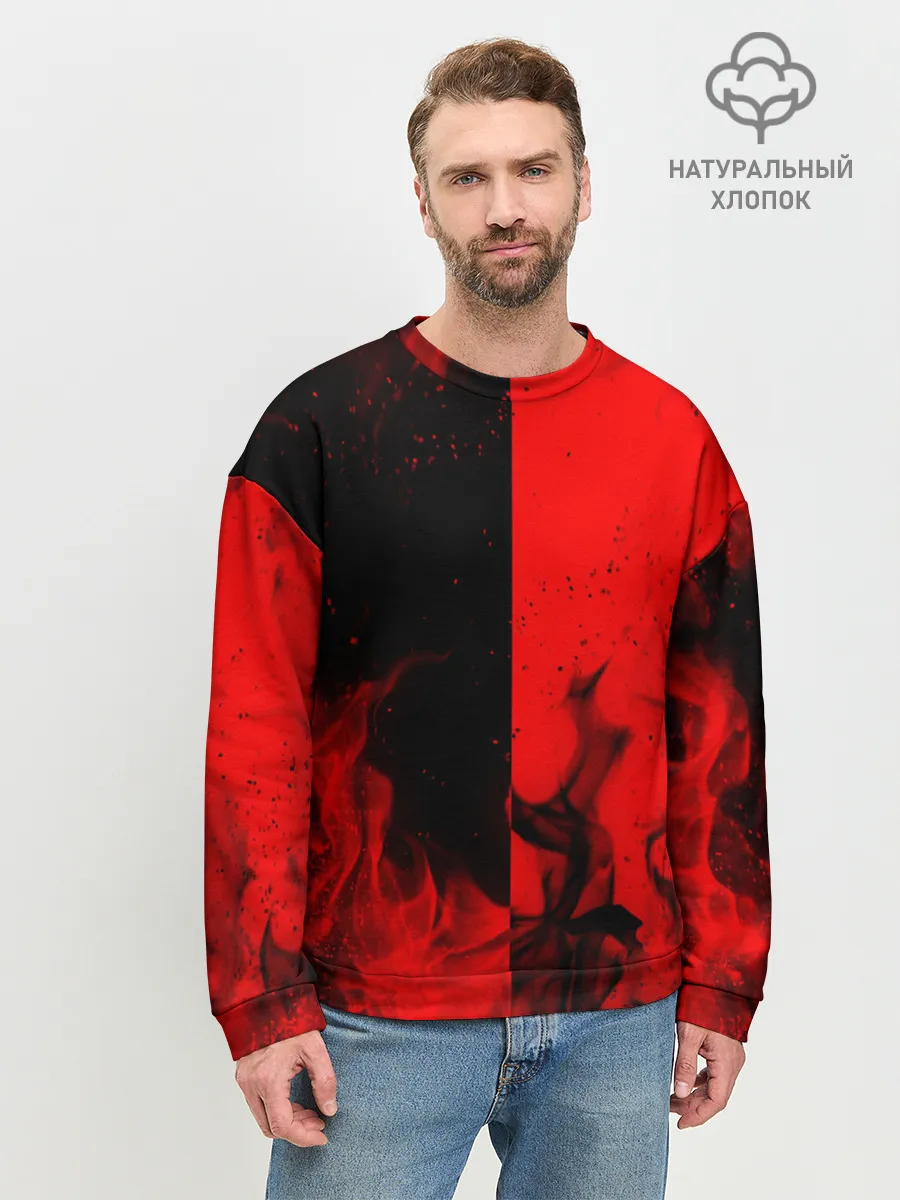Мужской свитшот базовый / BLACK RED FIRE