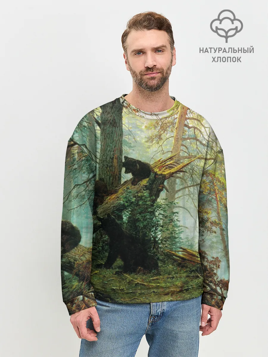 Мужской свитшот базовый / Утро в сосновом лесу