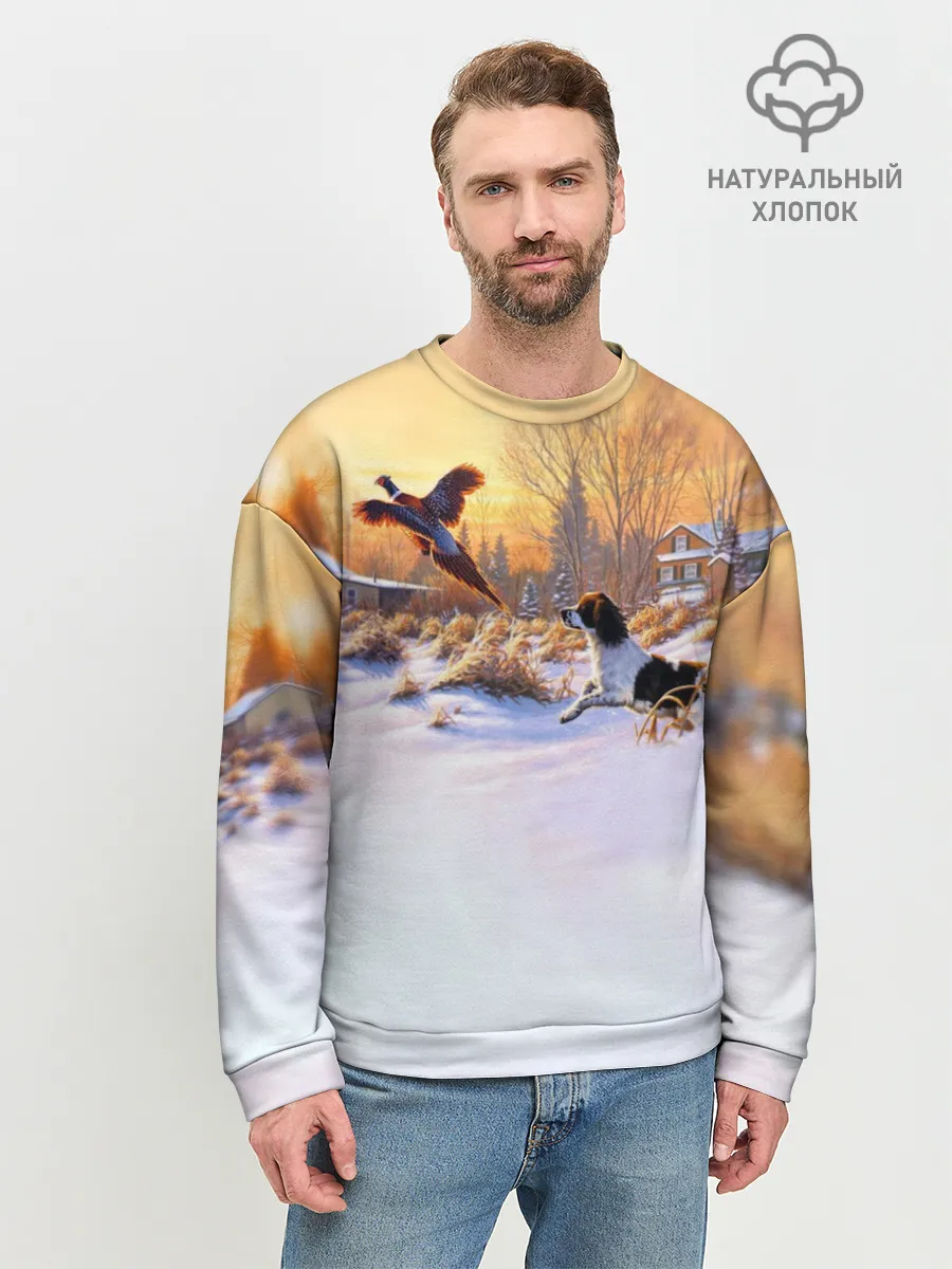 Мужской свитшот базовый / Собака и фазан