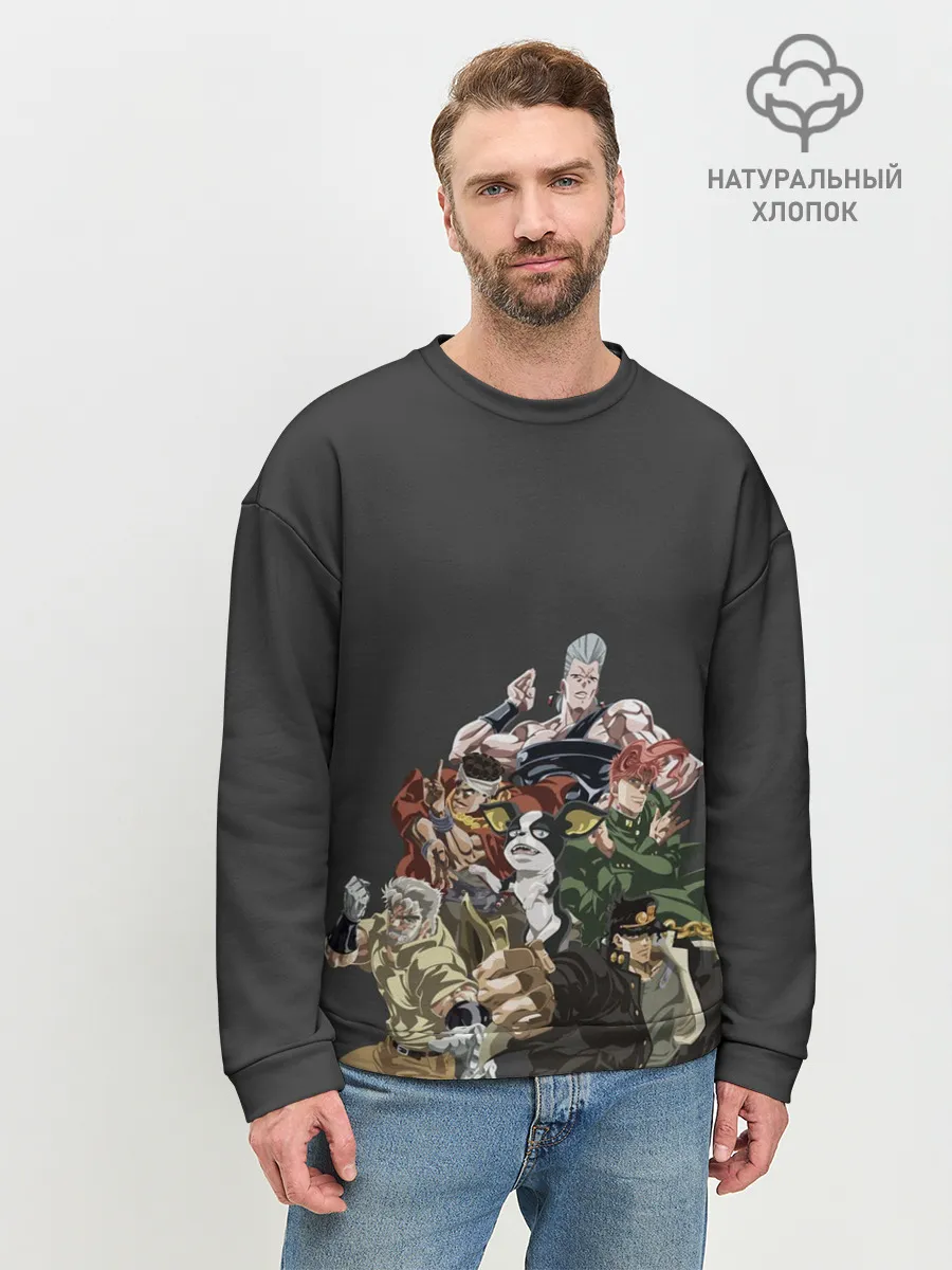 Мужской свитшот базовый / Герои JoJo на сером