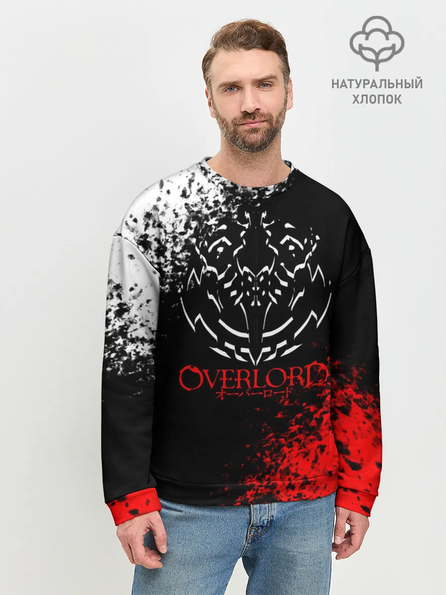 Мужской свитшот базовый / Оверлорд лого краснобелый