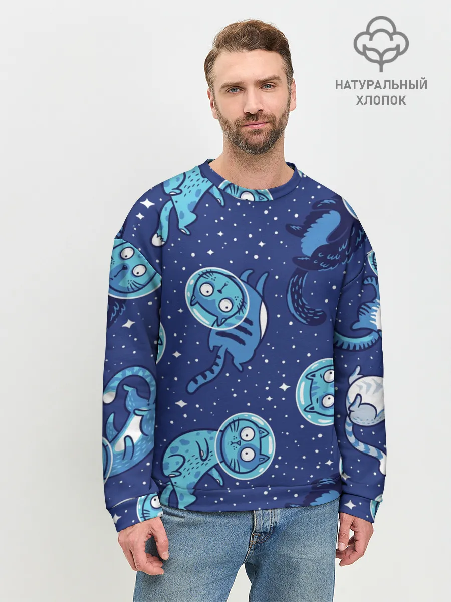 Мужской свитшот базовый / Кот Космонавт