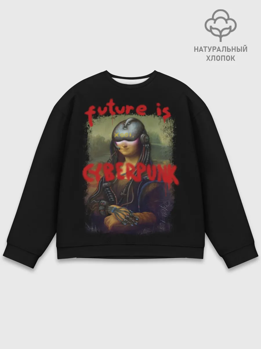Мужской свитшот базовый / Cyberpunk Mona Lisa