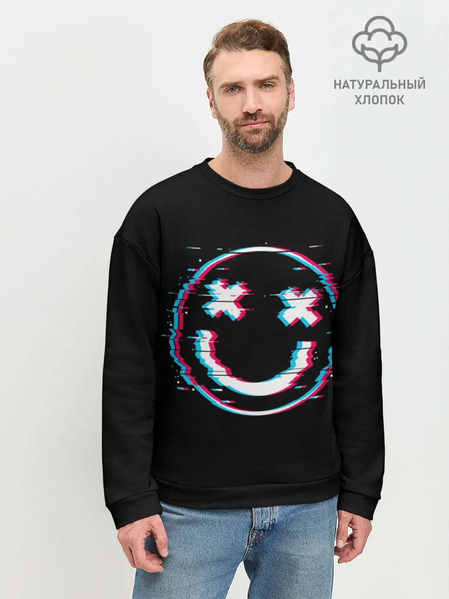 Мужской свитшот базовый / Glitch Smile
