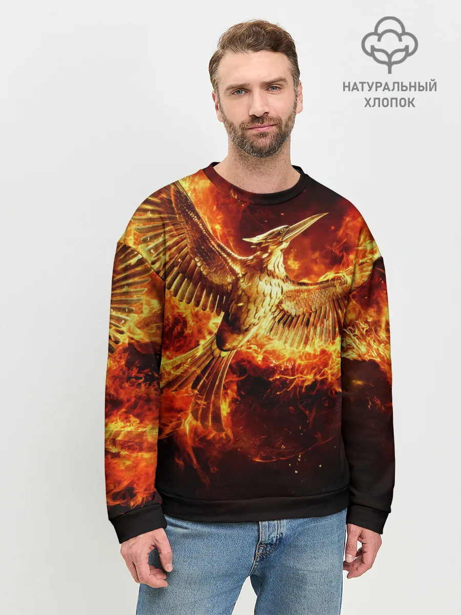 Мужской свитшот базовый / Феникс в огне