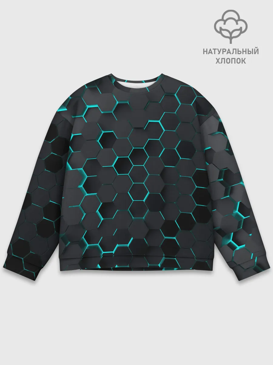 Мужской свитшот базовый / 3D соты BLUE