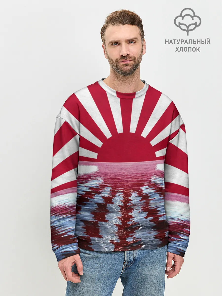 Мужской свитшот базовый / Флаг Восходящего Солнца