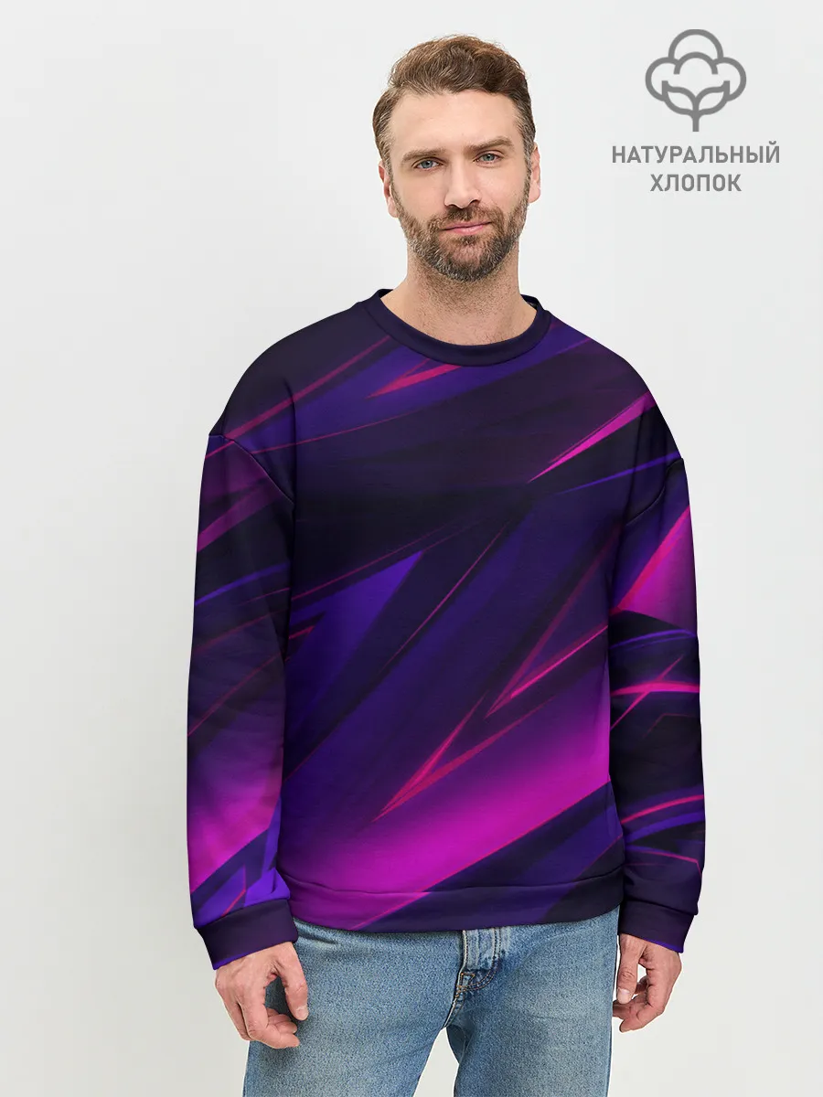 Мужской свитшот базовый / GEOMETRY STRIPES NEON