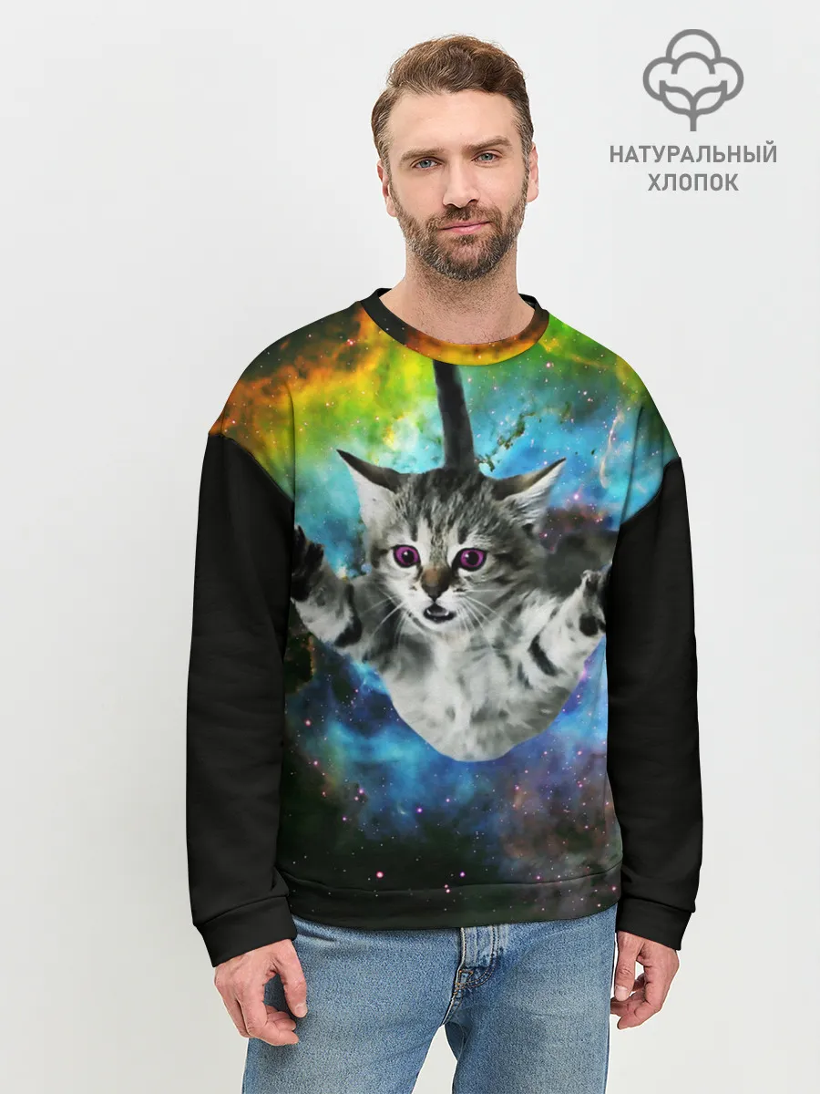 Мужской свитшот базовый / КОСМИЧЕСКИЙ КОТ