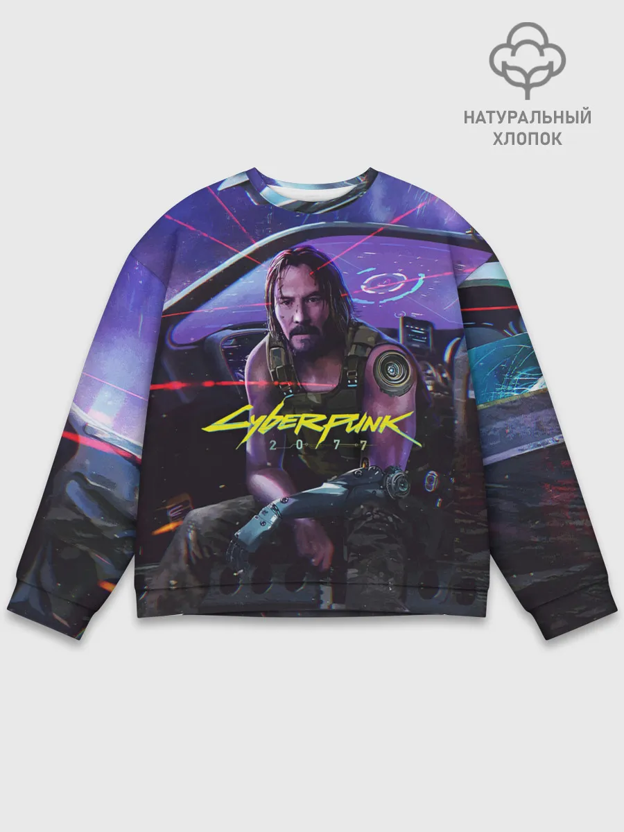 Мужской свитшот базовый / CYBERPUNK 2077 - КИАНУ