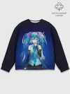 Мужской свитшот базовый / Hatsune Miku на черном фоне
