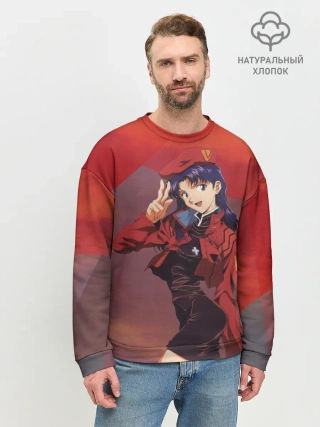 Мужской свитшот базовый / Misato Katsuragi на красном